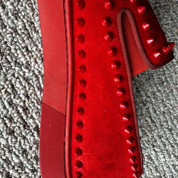 Christian Louboutin Pik Boat Spiked Slip-On Sneakers – Red Suede main image 11